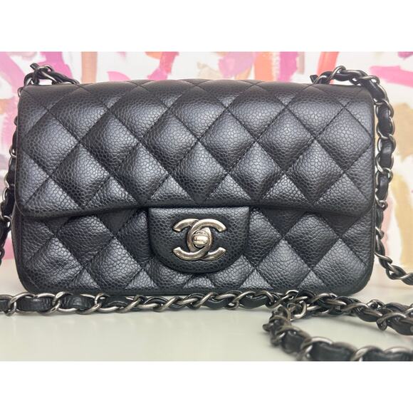 Chanel Mini Rectangle BLK Caviar Full Set - Picture 1 of 11